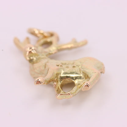 Vintage 9ct Hallmarked Yellow Gold Stag Deer Charm Pendant Scottish Country Gift