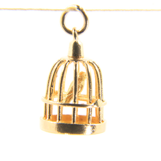 Vintage 9ct Gold Hallmarked Bird Cage Charm Pendant