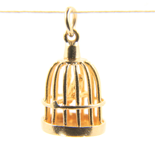 Vintage 9ct Gold Hallmarked Bird Cage Charm Pendant