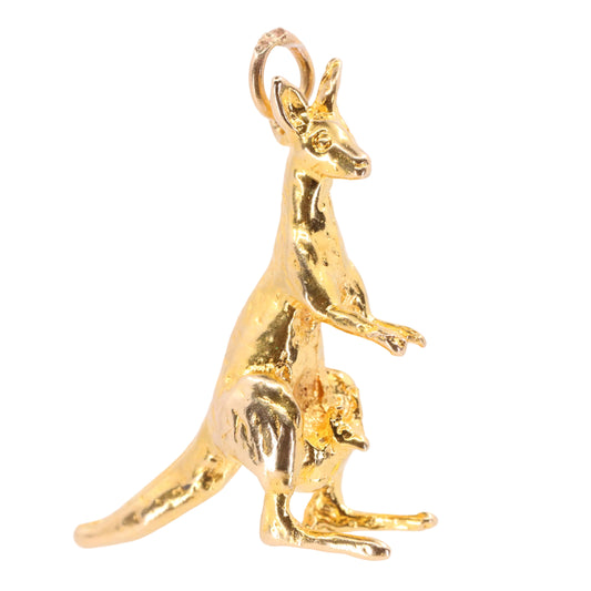 Vintage 9ct Hallmarked Yellow Gold Kangaroo Pendant Charm Australian Animal Gift