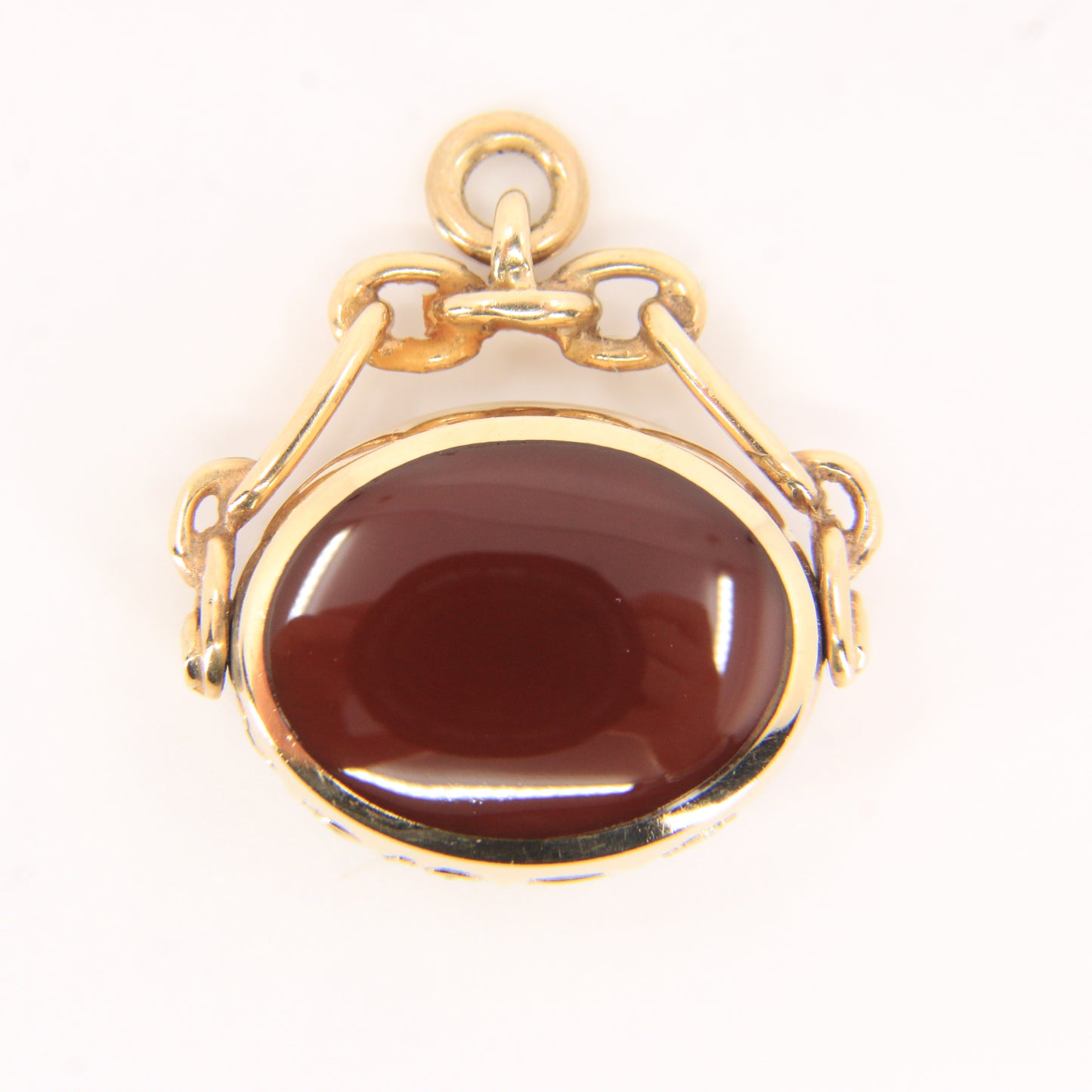 Vintage 9ct Hallmarked Gold Malachite Carnelian Spinner Pendant Fob Charm 1982