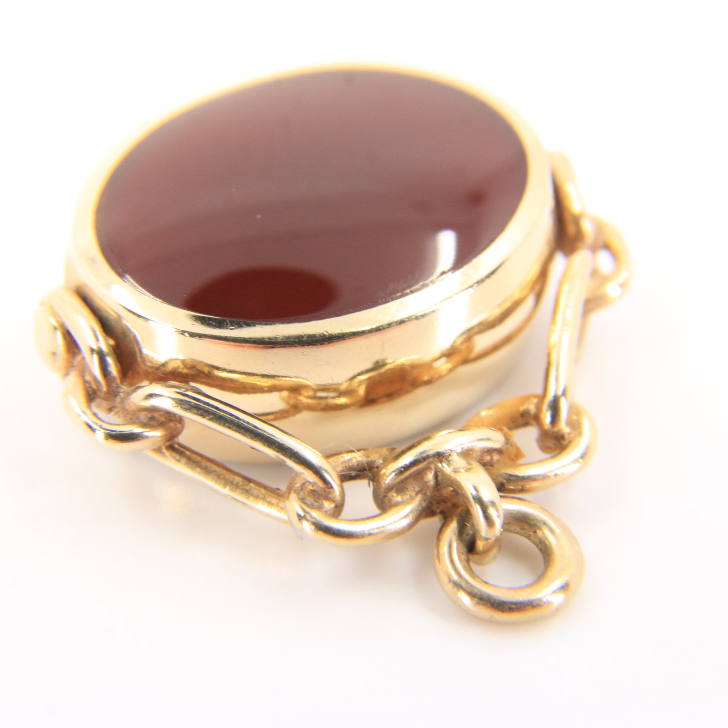 Vintage 9ct Hallmarked Gold Malachite Carnelian Spinner Pendant Fob Charm 1982