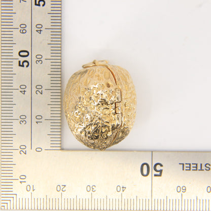 Vintage 9ct Gold Hallmarked Walnut Nut Locket Pendant Charm