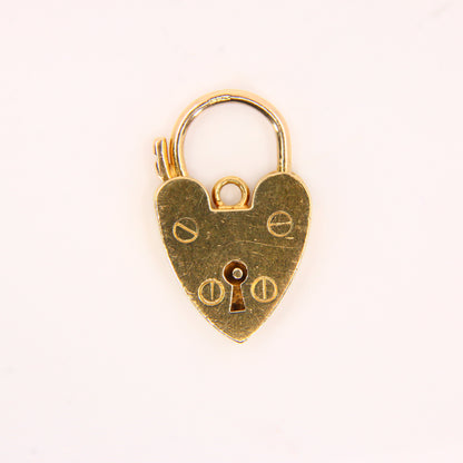 Vintage 9ct Heart Lock Gold Charm Padlock Closer Pendant Hallmarked Gifts Crafts