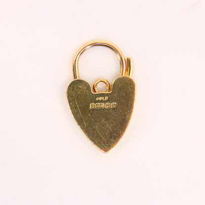 Vintage 9ct Heart Lock Gold Charm Padlock Closer Pendant Hallmarked Gifts Crafts