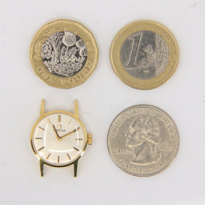 Vintage 18ct Hallmarked Gold Omega Ladies Watch Head 19mm Swiss 17 Jewel Manual Wind