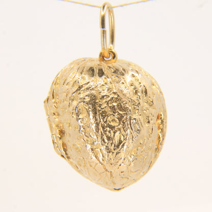 Vintage 9ct Gold Hallmarked Walnut Nut Locket Pendant Charm
