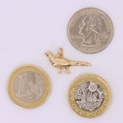 Vintage 9ct Hallmarked Gold Pheasant Bird Charm Pendant Scottish Country Gift
