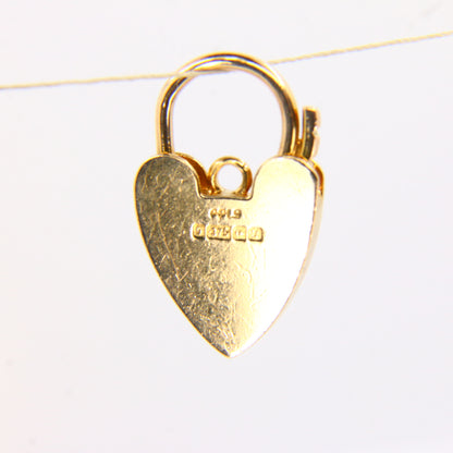 Vintage 9ct Heart Lock Gold Charm Padlock Closer Pendant Hallmarked Gifts Crafts