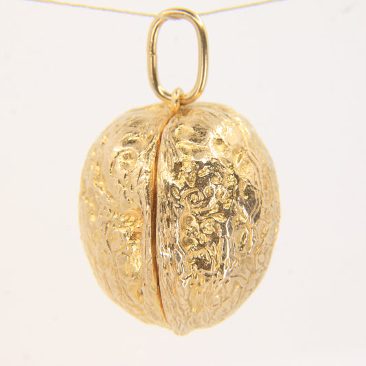 Vintage 9ct Gold Hallmarked Walnut Nut Locket Pendant Charm