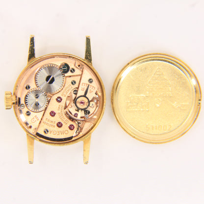 Vintage 18ct Hallmarked Gold Omega Ladies Watch Head 19mm Swiss 17 Jewel Manual Wind