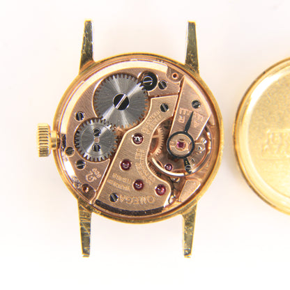 Vintage 18ct Hallmarked Gold Omega Ladies Watch Head 19mm Swiss 17 Jewel Manual Wind