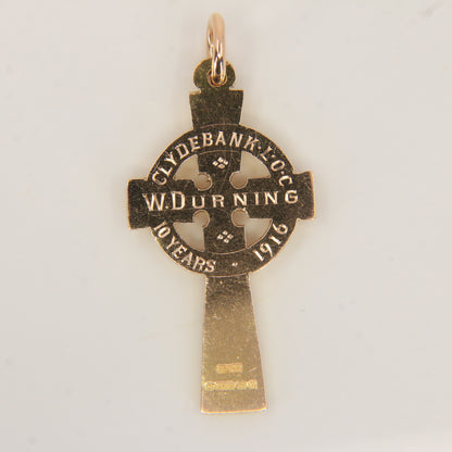 Antique 9ct Gold Hallmarked Celtic Cross Pendant 1915 Engraved