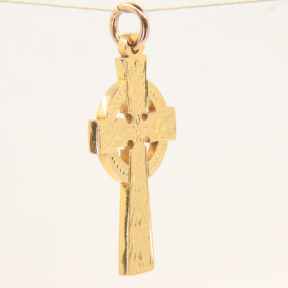 Antique 9ct Gold Hallmarked Celtic Cross Pendant 1915 Engraved