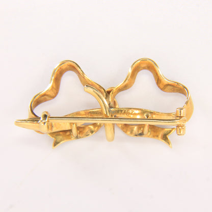 Antique 18k Gold Blue Enamel Detailed Bow Brooch Watch Suspension 1787 Georgian
