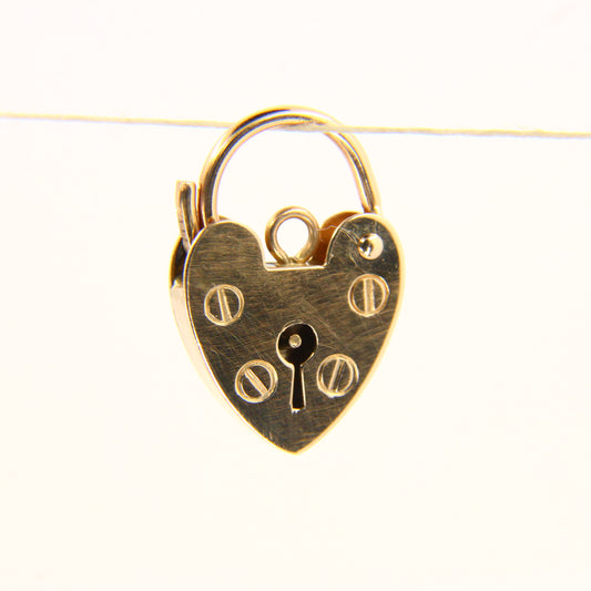 Vintage 9ct Heart Lock Gold Charm Padlock Closer Pendant Hallmarked Gifts Crafts