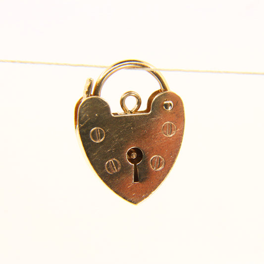 Vintage 9ct Heart Lock Gold Charm Padlock Closer Pendant Hallmarked Gifts Crafts