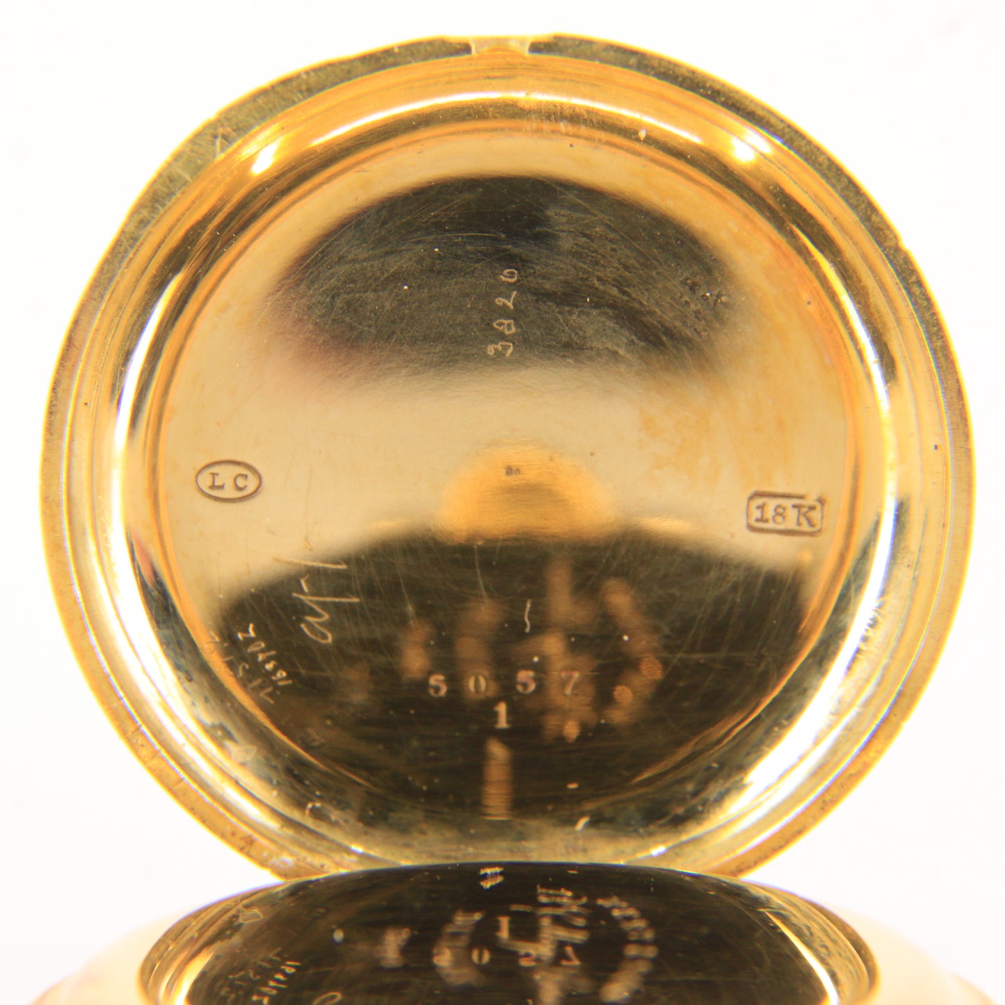 Antique 18k Gold Half Hunter 32mm Fob Watch Enamel Floral Case LeCompte Geneva