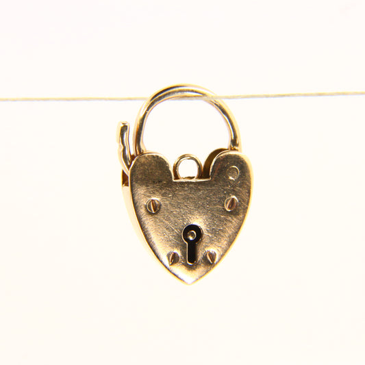 Vintage 9ct Heart Lock Gold Charm Padlock Closer Pendant Hallmarked Gifts Crafts