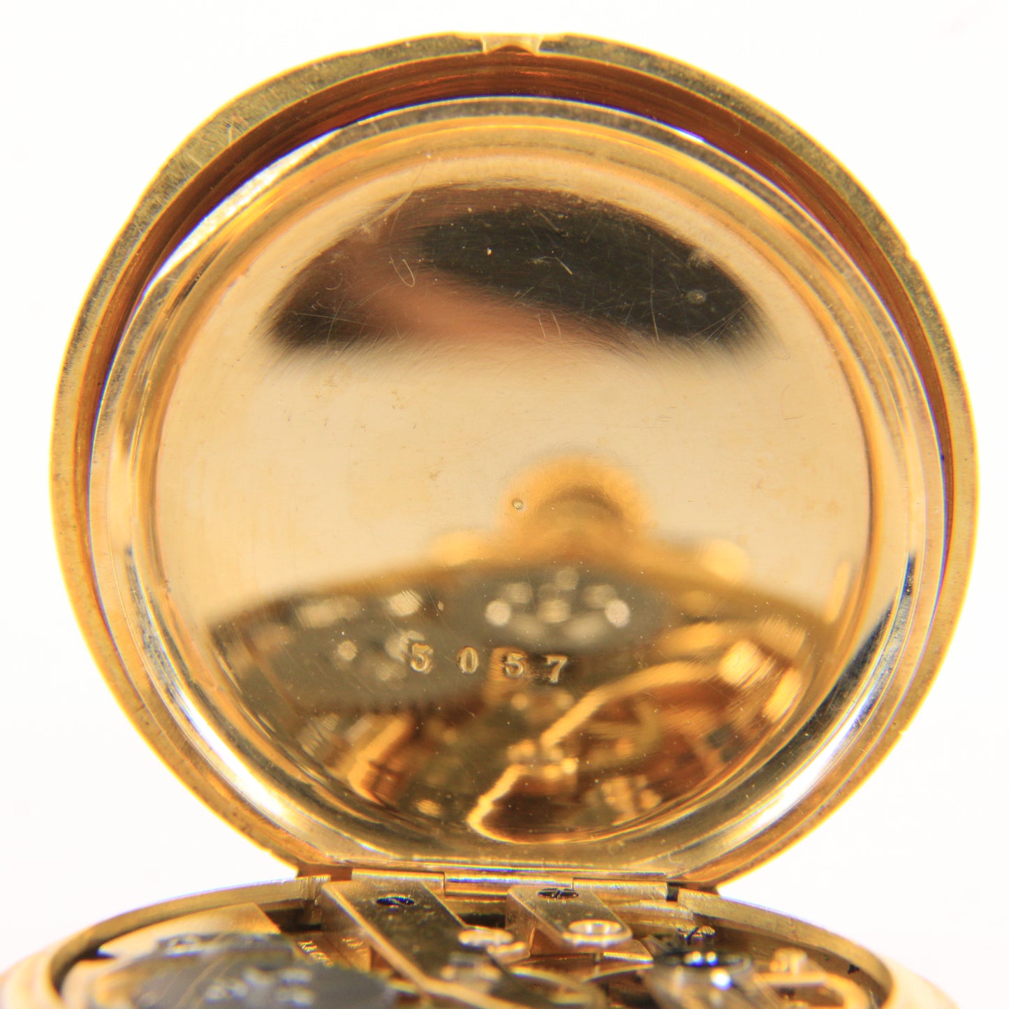 Antique 18k Gold Half Hunter 32mm Fob Watch Enamel Floral Case LeCompte Geneva