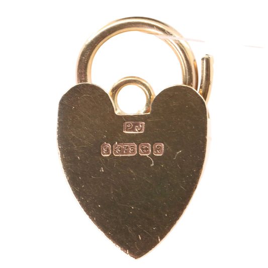 Vintage 9ct Yellow Gold Hallmarked Ornate Heart Padlock Charm Pendant Love Gift