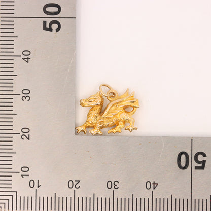 Vintage 9ct Hallmarked  Gold Welsh Dragon Charm Pendant Wales Symbol Gift