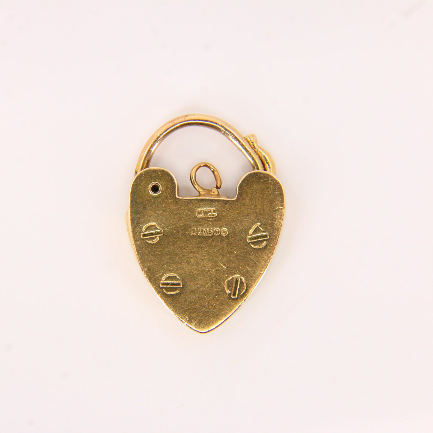 Vintage 9ct Engraved Heart Lock Gold Charm Padlock Closer Pendant Hallmarked