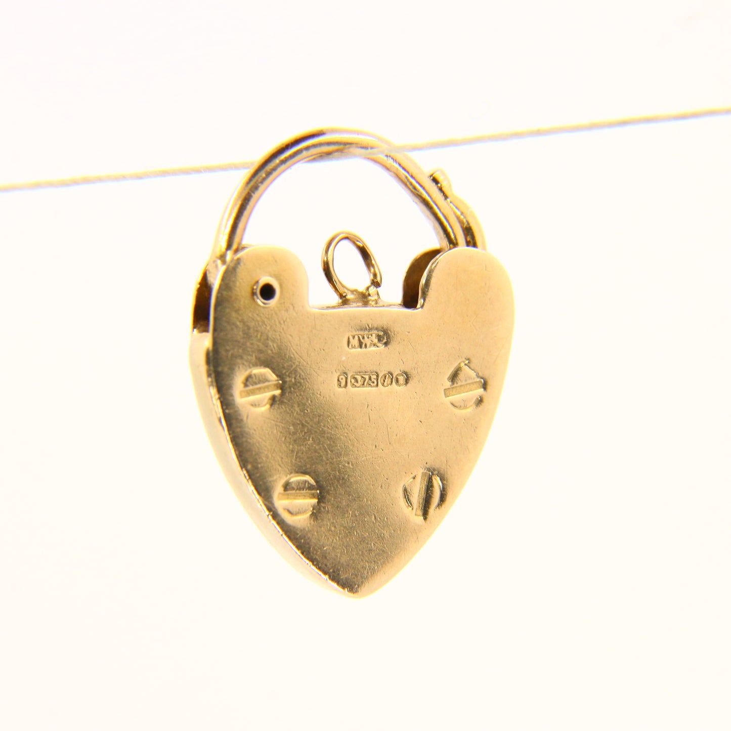 Vintage 9ct Engraved Heart Lock Gold Charm Padlock Closer Pendant Hallmarked