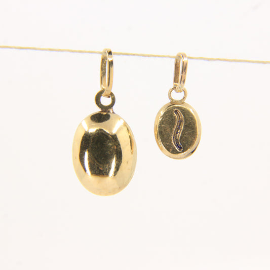 Vintage 9ct Gold Coffee Bean Charm Set | Two Pendant Gift Bundle