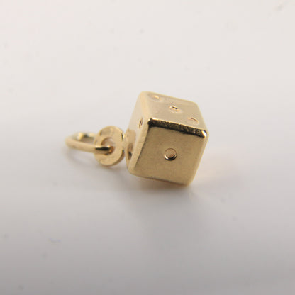 Vintage 9ct Gold Dice Charm Pendant UNOAERRE Italy Lucky Gift