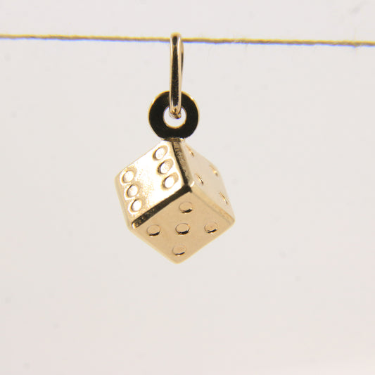 Vintage 9ct Gold Dice Charm Pendant UNOAERRE Italy Lucky Gift
