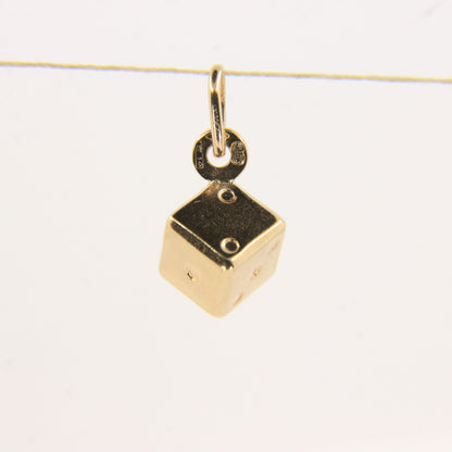 Vintage 9ct Gold Dice Charm Pendant UNOAERRE Italy Lucky Gift