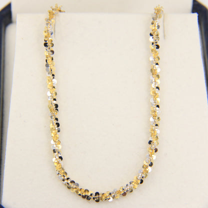 Vintage 9ct Hallmarked Gold Multitone 2.6 mm Twist Link Necklace 18 Inch Boxed