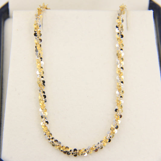 Vintage 9ct Hallmarked Gold Multitone 2.6 mm Twist Link Necklace 18 Inch Boxed