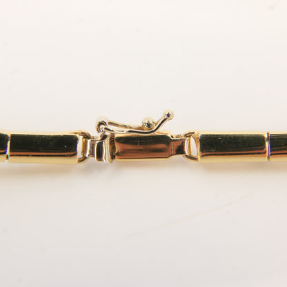 Vintage 14ct Hallmarked Yellow Gold Opal Panel Link Necklace 17.5 Inch Boxed