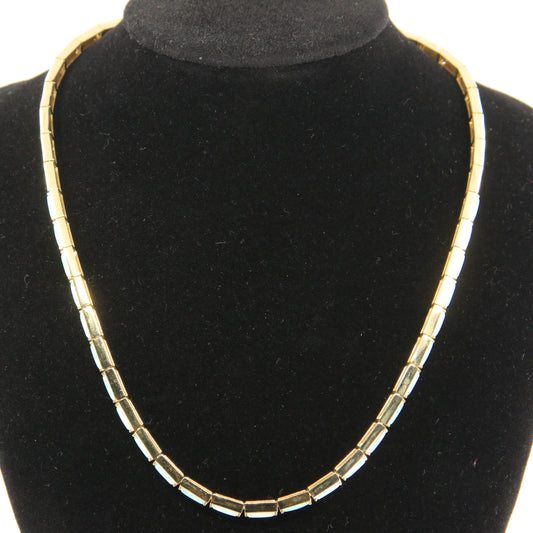 Vintage 14ct Hallmarked Yellow Gold Opal Panel Link Necklace 17.5 Inch Boxed