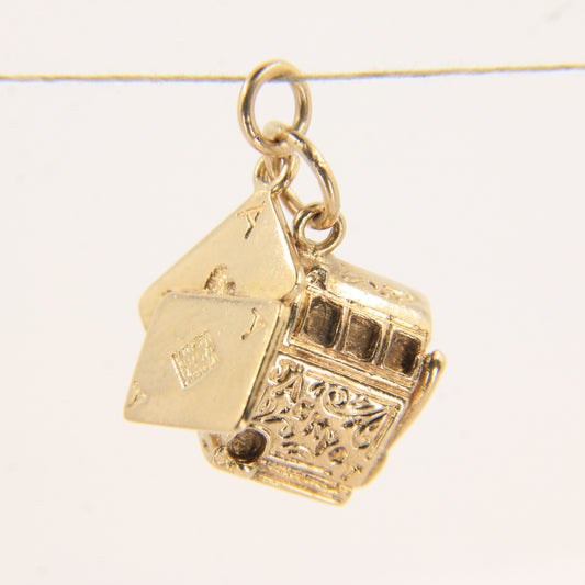 Vintage 9ct Gold Casino Charm Set Hallmarked Slot Machine & Pocket Rockets