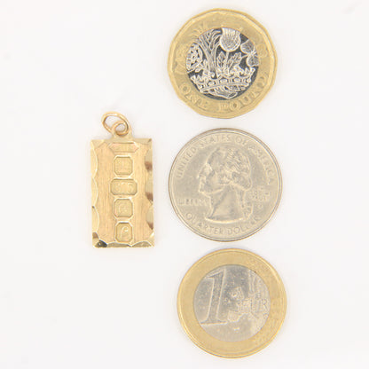 Vintage 9ct Gold Hallmarked Ingot Pendant Birmingham 1977