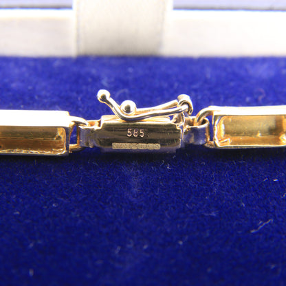 Vintage 14ct Hallmarked Yellow Gold Opal Panel Link Necklace 17.5 Inch Boxed