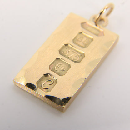 Vintage 9ct Gold Hallmarked Ingot Pendant Birmingham 1977