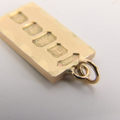 Vintage 9ct Gold Hallmarked Ingot Pendant Birmingham 1977