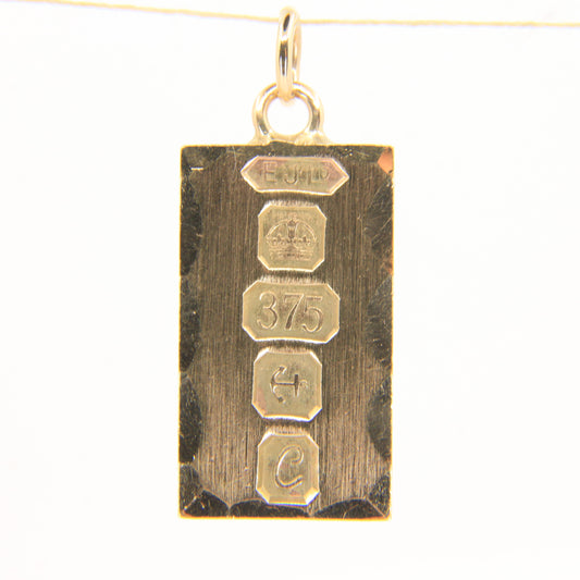 Vintage 9ct Gold Hallmarked Ingot Pendant Birmingham 1977