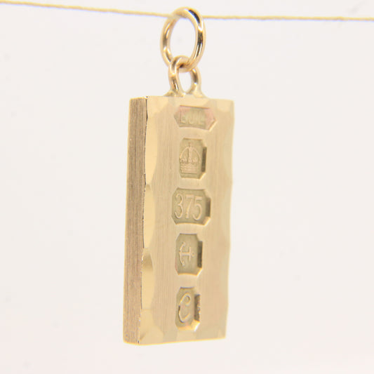 Vintage 9ct Gold Hallmarked Ingot Pendant Birmingham 1977