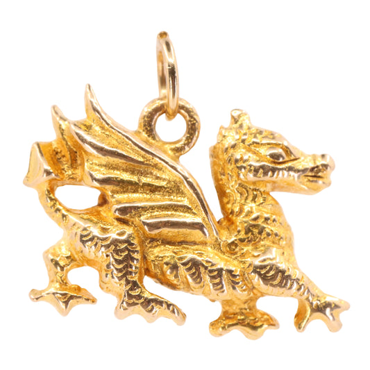 Vintage 9ct Hallmarked  Gold Welsh Dragon Charm Pendant Wales Symbol Gift