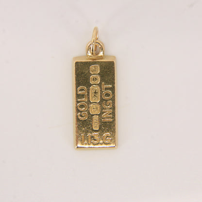 Vintage 9ct Gold Hallmarked Ingot Pendant Solid Gold Collectable