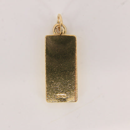 Vintage 9ct Gold Hallmarked Ingot Pendant Solid Gold Collectable