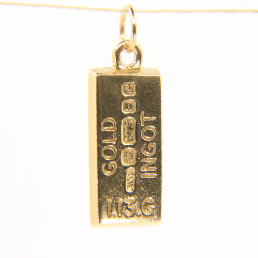 Vintage 9ct Gold Hallmarked Ingot Pendant Solid Gold Collectable
