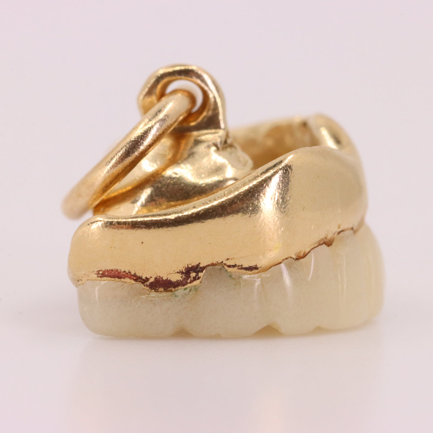 Vintage 18ct Yellow Gold Denture Teeth Charm Pendant Novelty Dental Collectible