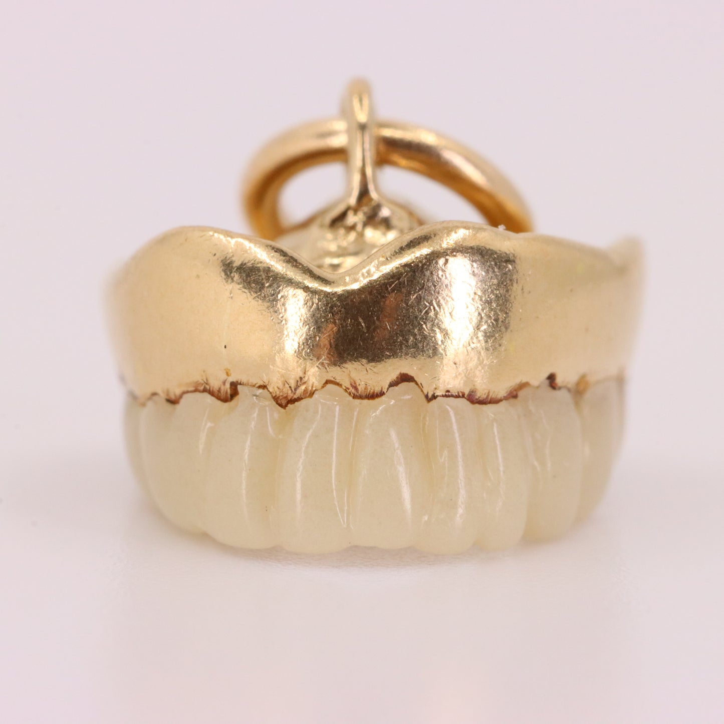 Vintage 18ct Yellow Gold Denture Teeth Charm Pendant Novelty Dental Collectible