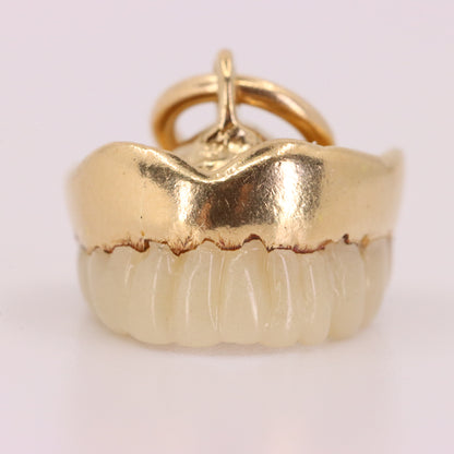 Vintage 18ct Yellow Gold Denture Teeth Charm Pendant Novelty Dental Collectible